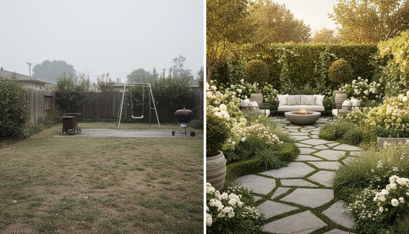 FlorAI AI Garden Design before and after backyard transformation