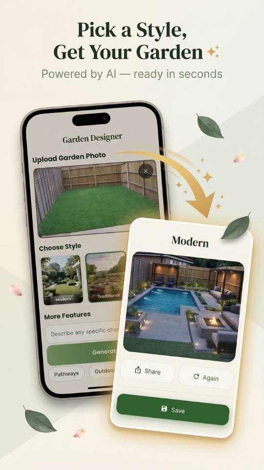 FlorAI app screen showing AI garden design results